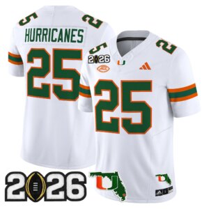 Hurricanes #25 Miami Hurricanes MIA 2026 CFP Final & Florida Patch Vapor Limited Jersey - All Stitched