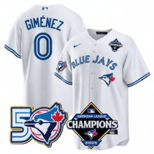 Andrés Giménez #0 Toronto Blue Jays 50th American League Champions Jersey Stitched White