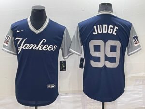 Men's  New York Yankees #99 Aaron Judge Blue Cool Base Stitched Jersey