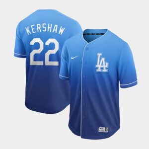Men's  Los Angeles Dodgers #22 Clayton Kershaw Royal Fade Jersey