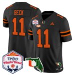 Carson Beck #11 Miami Hurricanes MIA 2026 The Fiesta Bowl & Florida Patch Vapor Limited Jersey - All Stitched