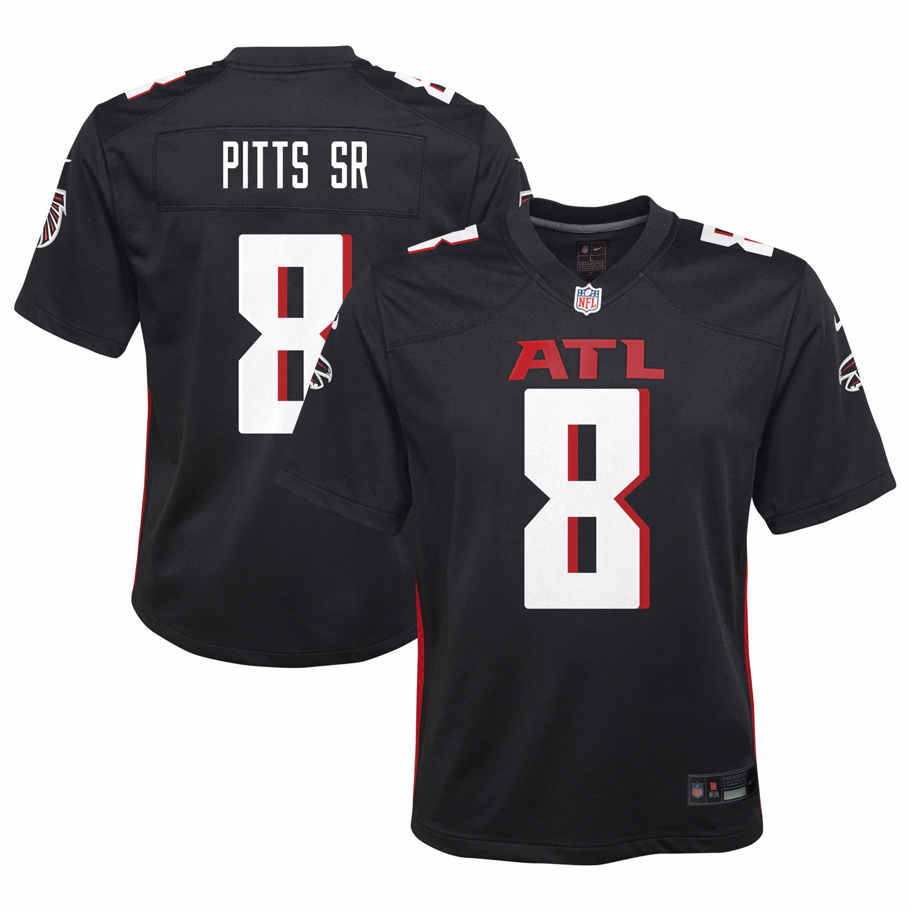 Youth Atlanta Falcons Kyle Pitts Sr. #8 Black Game Jersey