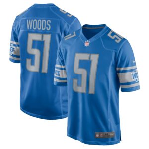 Josh Woods Detroit Lions  Player Game Jersey - Blue