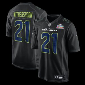 Devon Witherspoon #21  Seattle Seahawks  Black Super Bowl LX Patch Carbon Fashion Game Jersey