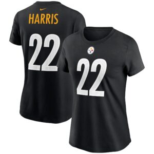 Women's Najee Harris Black Pittsburgh Steelers Player Name & Number T-Shirt