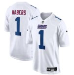 Men's New York Giants #1 Malik Nabers White Game Player Jersey
