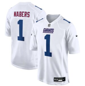 Men's New York Giants #1 Malik Nabers White Game Player Jersey