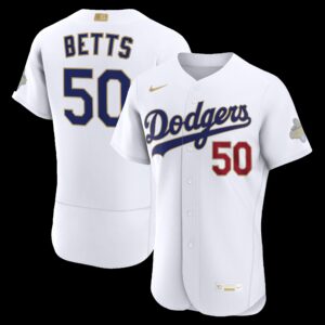 Los Angeles Dodgers Mookie Betts #50 White 2026 Gold Collection Authentic Jersey