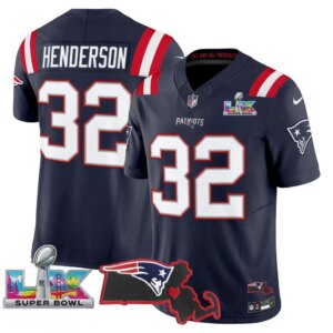 TreVeyon Henderson #32 New England Patriots Super Bowl LX Patch Vapor Limited Game Jersey - All Stitched