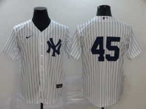 Men's New York Yankees #45 Gerrit Cole White Home No Name Stitched Cool Base  Jersey