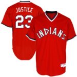 Men's Cleveland Indians #23 David Justice Red Turn Back the Clock Majestic Jersey