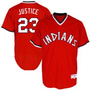 Men's Cleveland Indians #23 David Justice Red Turn Back the Clock Majestic Jersey