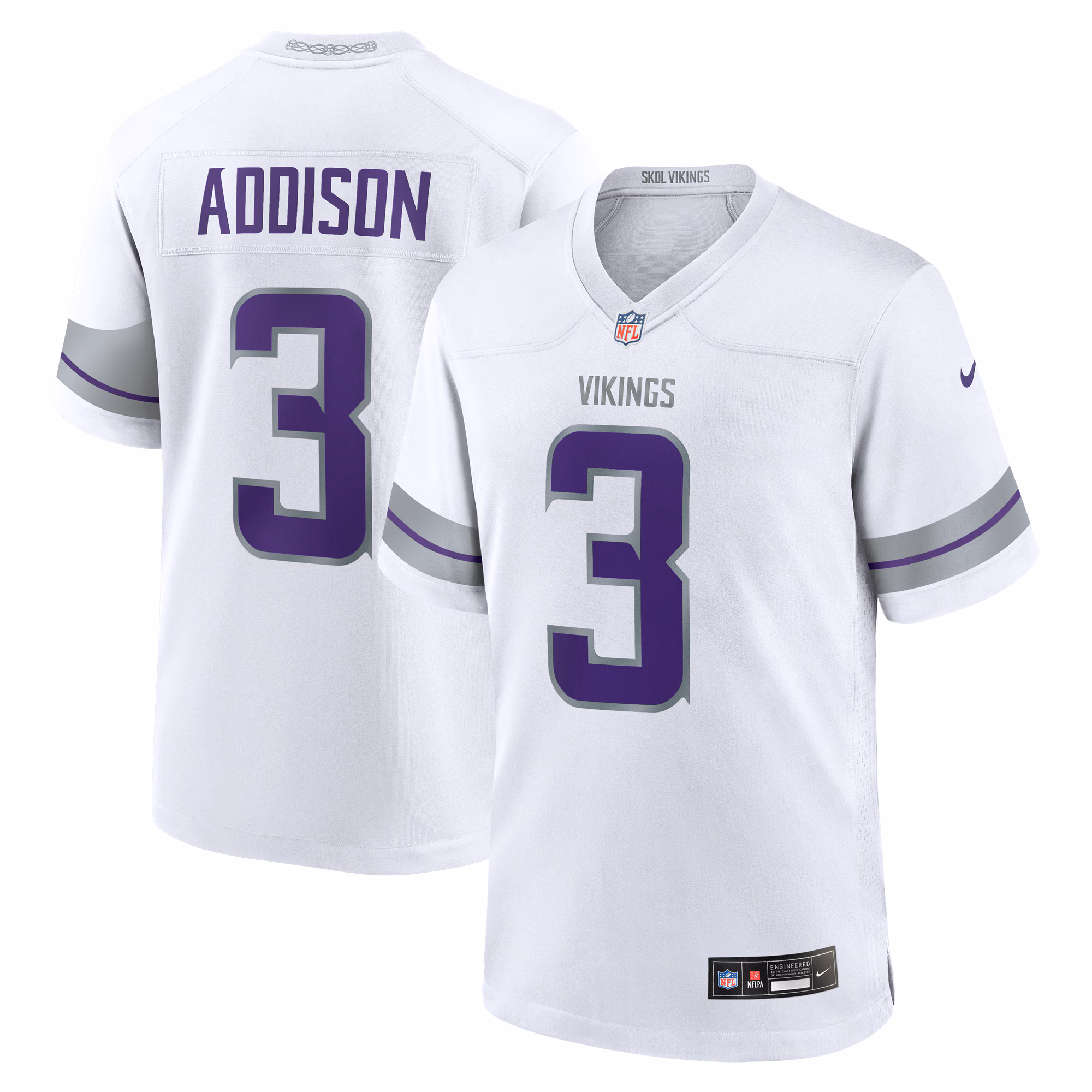 Addison Minnesota Vikings Alternate Game Player Jersey - White