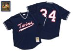 Mitchell And Ness 1985 Minnesota Twins #34 Kirby Puckett Navy Blue Throwback Stitched Jersey