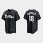 Men's Philadelphia Phillies #18 Didi Gregorius Black White All Black Fashion Jersey