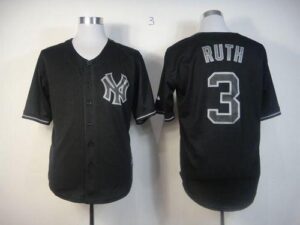 New York Yankees #3 Babe Ruth Black Fashion Stitched Jersey