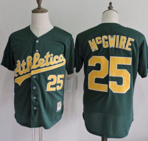 Mitchell And Ness Oakland Athletics #25 Mark McGwire Green Throwback Stitched Jersey