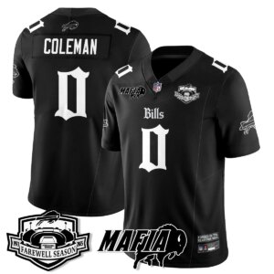 Keon Coleman #0 Buffalo Bills BUF Mafia Gothic Vapor Limited Jersey - Farewell Highmark Patch - All Stitched
