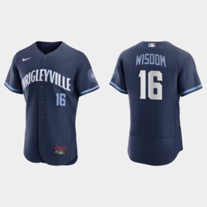 Men's Chicago Cubs #16 Patrick Wisdom Navy 2021 City Connect Flex Base Jersey