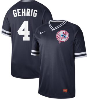 Men's  New York Yankees #4 Lou Gehrig Navy Cooperstown Collection Stitched Jersey