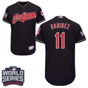 Cleveland Indians #11 Jose Ramirez Navy Blue Flexbase Collection 2016 World Series Bound Stitched Jersey
