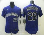 Men's Colorado Rockies #28 Nolan Arenado Purple Stitched Flex Base  Jersey