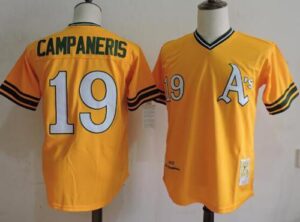 Mitchell And Ness Oakland Athletics #19 Bert Campaneris Yellow Throwback Stitched Jersey