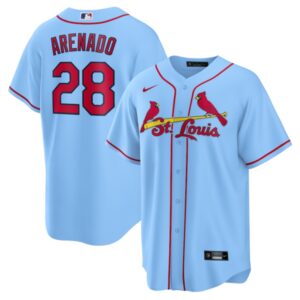 Men's St. Louis Cardinals #28 Nolan Arenado Light Blue Alternate Official Replica Player Jersey