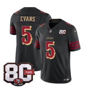 Mike Evans #5 San Francisco 49ers 80th Patch Rivalries Collection Limited Jersey - Black