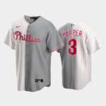 Men's Philadelphia Phillies Split Replica #3 Bryce Harper White/Gray Jersey