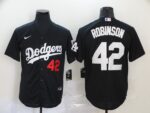 Men's Los Angeles Dodgers #42 Jackie Robinson Black Stitched Cool Base  Jersey