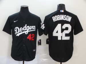 Men's Los Angeles Dodgers #42 Jackie Robinson Black Stitched Cool Base  Jersey
