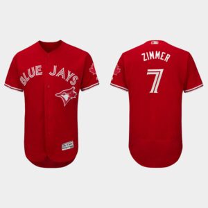 Men's Toronto Blue Jays #7 Bradley Zimmer Scarlet Canada Day Flex Base Jersey