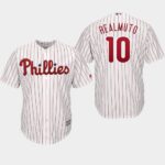 Men's Philadelphia Phillies #10 J.T. Realmuto White Majestic Home Cool Base Jersey