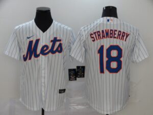 Men's New York Mets #18 Darryl Strawberry White Stitched Cool Base  Jersey