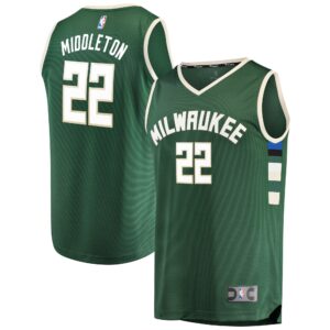 Khris Middleton Milwaukee Bucks  Fast Break Road Replica Player Jersey Green - Icon Edition