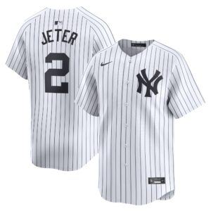 Men's New York Yankees #2 Derek Jeter  White Home Limited Player Jersey