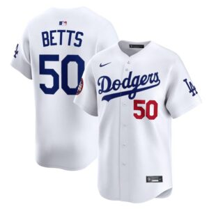 Men's #50 Mookie Betts Los Angeles Dodgers  2025 World Tour: Tokyo Series Home Limited Player White Jersey