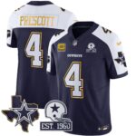 Dak Prescott #4 Cowboys Texas Patch Gold Trim Vapor Jersey - All Stitched