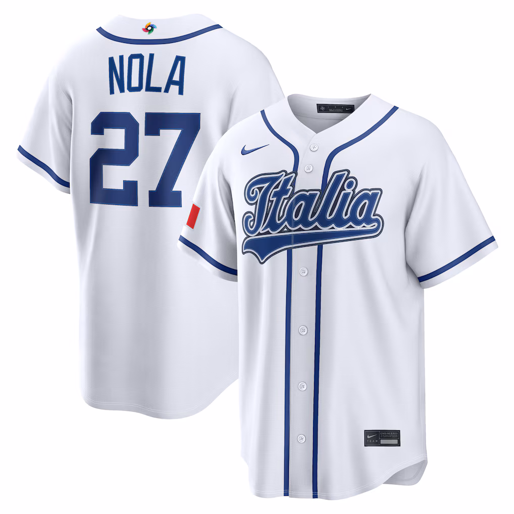 Aaron Nola #27 Italy Baseball 2026 World Baseball Classic Home Stadium Jersey - White