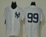 Men's New York Yankees #99 Aaron Judge No Name White Throwback Stitched Cool Base  Jersey