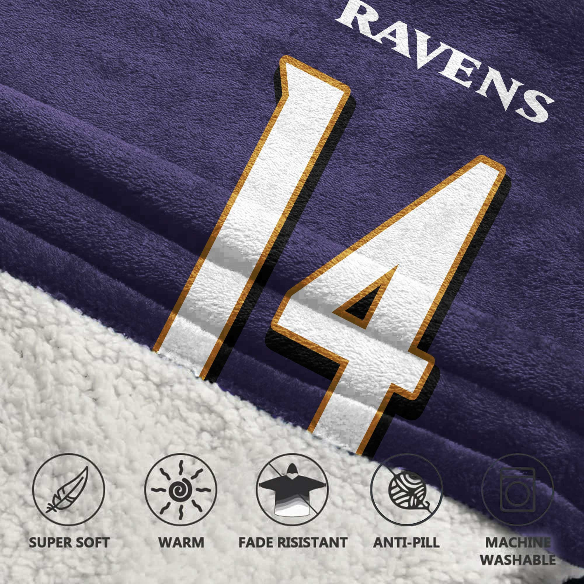 Adult 14 Baltimore Football Unisex Blanket Hoodie - Image 2