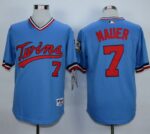 Minnesota Twins #7 Joe Mauer Light Blue 1984 Turn Back The Clock Stitched Jersey