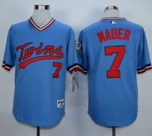 Minnesota Twins #7 Joe Mauer Light Blue 1984 Turn Back The Clock Stitched Jersey