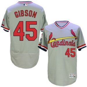 St. Louis Cardinals #45 Bob Gibson Grey Flexbase Collection Cooperstown Stitched Jersey