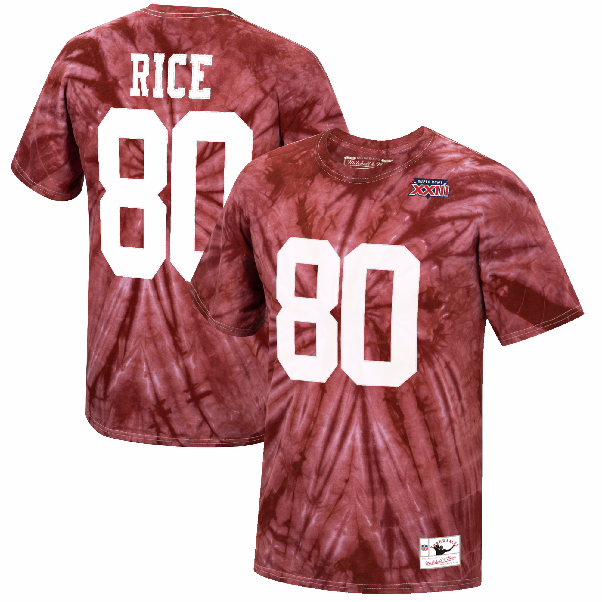 Men's Jerry Rice Scarlet San Francisco 49ers Tie-Dye Super Bowl XXIII Retired Player Name & Number T-Shirt