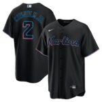 Men's Miami Marlins #2 Jazz Chisholm Jr.  Black Alternate Player Jersey