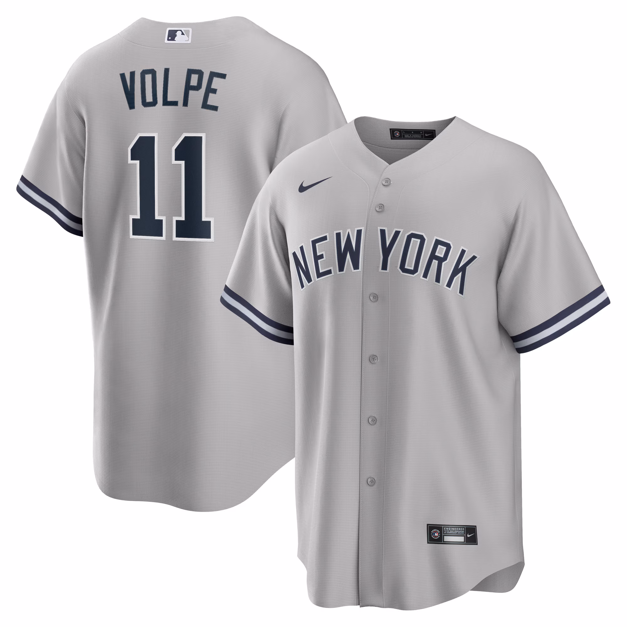 New York Yankees Anthony Volpe #11 Gray Road Replica Jersey