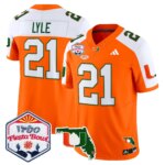Jordan Lyle #21 Miami Hurricanes MIA 2026 The Fiesta Bowl & Florida Patch Vapor Limited Jersey - All Stitched