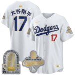 Shohei Ohtani (Kanji) #17 Los Angeles Dodgers 9x Champs Gold Collection Stadium Vapor Limited Jersey - All White